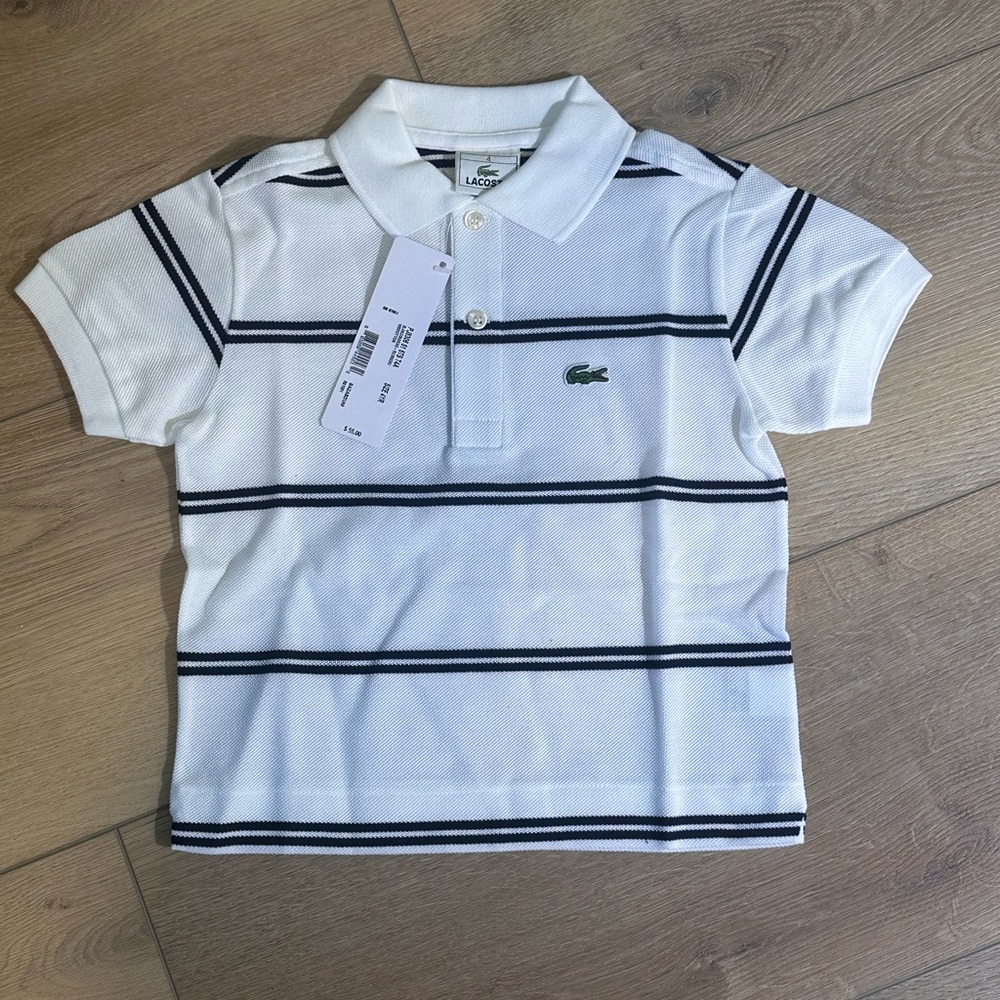 NWT Kids Size 4 Lacoste Striped Polo